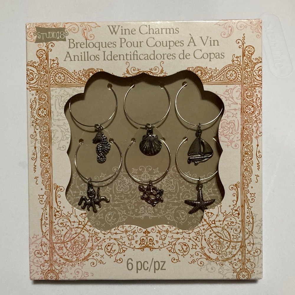 Studio18  Silver Tone Set of 6 Wine Charms